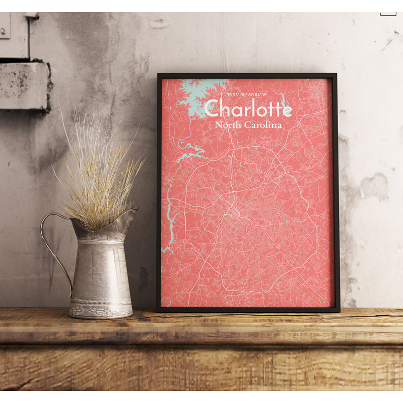 Charlotte City Map - No Frame Print, 91.4cm H x 61cm W x 0.13cm D