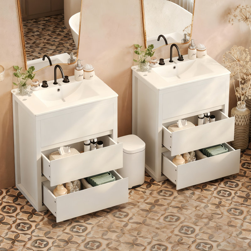 60" Double Bathroom Vanity, White
