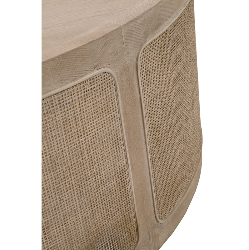 Gray Round Wood Lift-Top Coffee Table with Storage