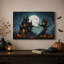 «Haunted House and Treehouse with Pumpkins Under Halloween», art mural sur toile-1064745780
