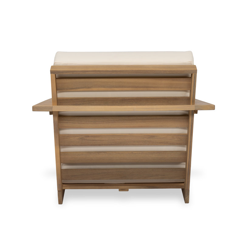 Momsen Outdoor Acacia Wood Lounge Chair With Removable Cushions
