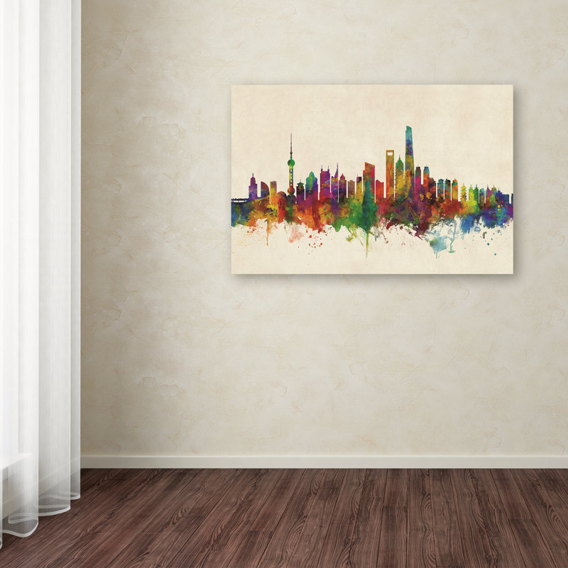« shanghai china horizon », impression sur toile, H 12 po x l 19 po x P 2 po