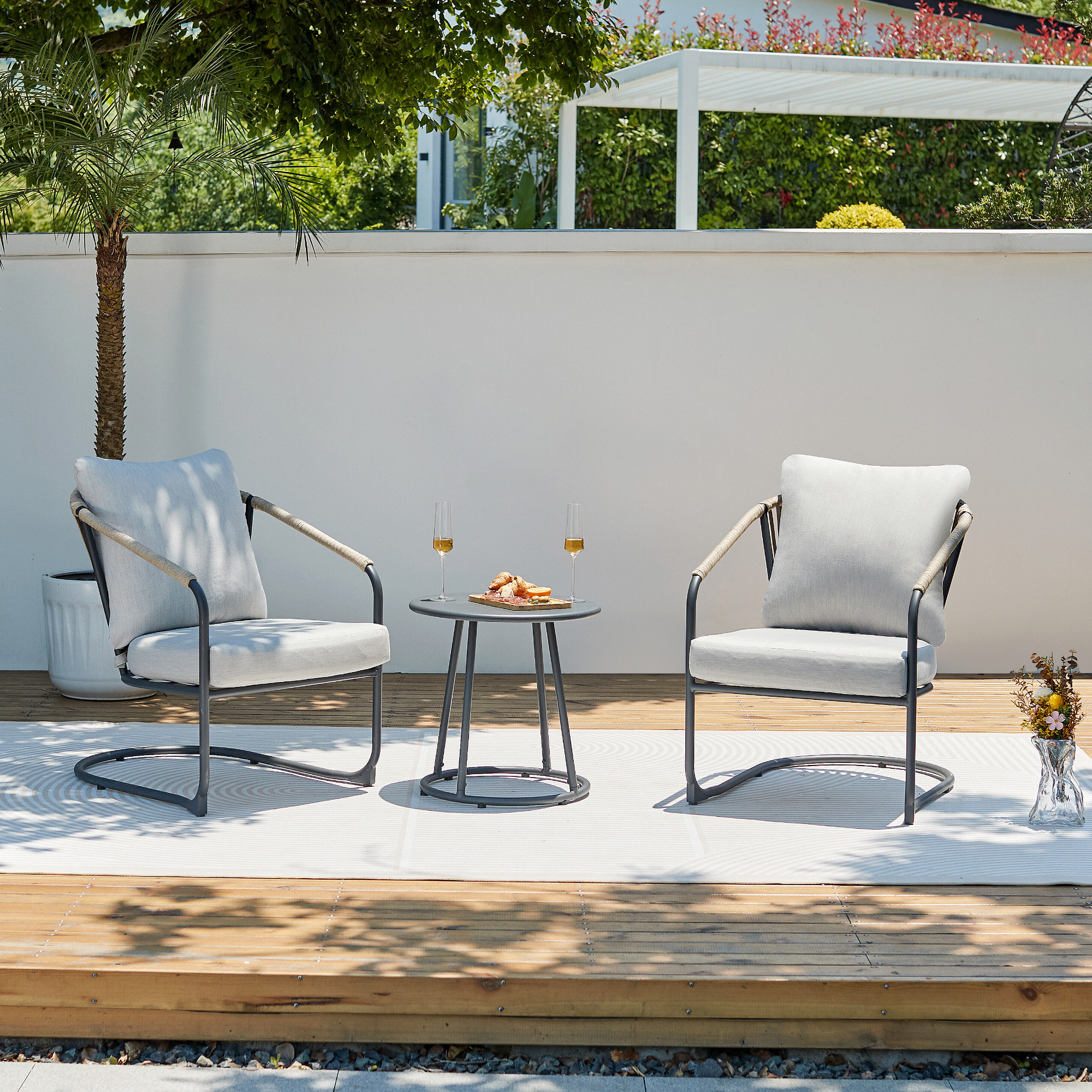 Bay Isle Home Crosstown 2 Person Outdoor Seating Group with Cushions