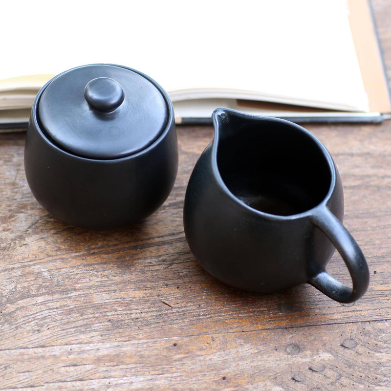 Ceramic Sugar And Creamer Set with Lid