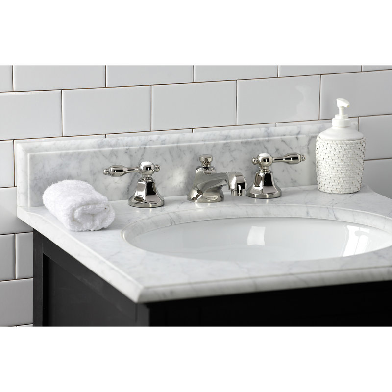 Robinet de salle de bain espacé à deux poignées à 3 poignées et fixation sur le comptoir avec bonde escamotable en laiton Kingston