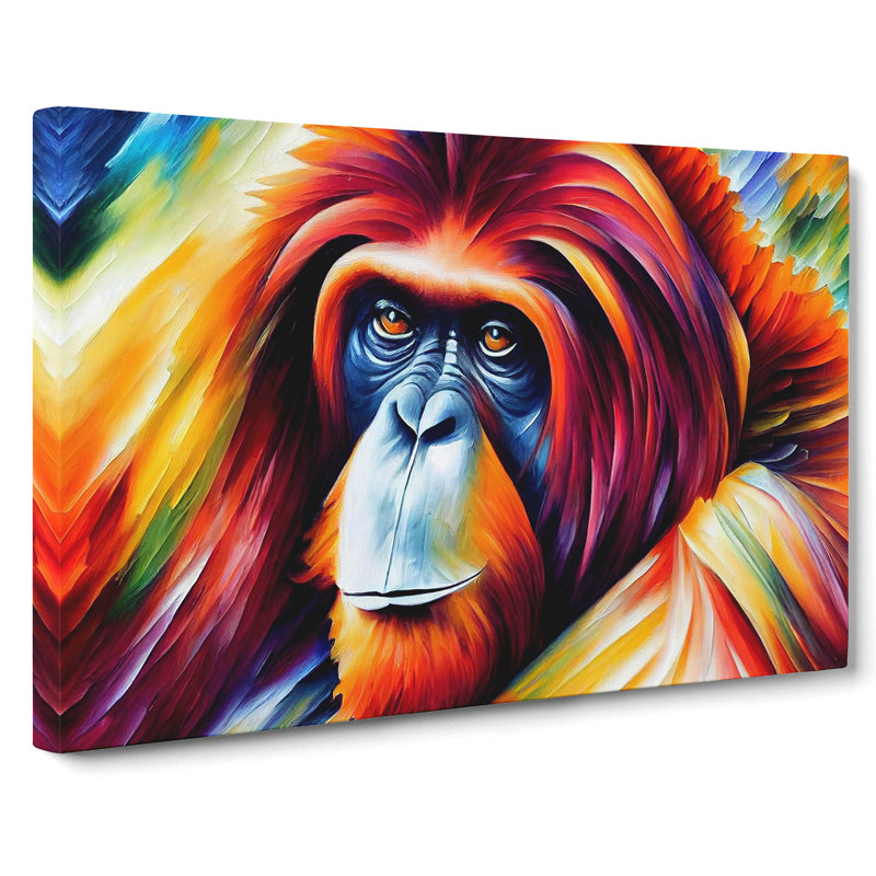 Orangutan Painting Abstract - Wrapped Canvas, 35cm H x 50cm W x 3cm D