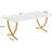 63" Executive Office Desk – Modern White & Gold Computer Desk With Faux Marble Tabletop, Large Conference Table For Home Office Or Meeting Room