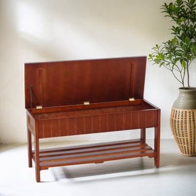Banc à chaussures en bois massif de qualité avec rangement, cerisier