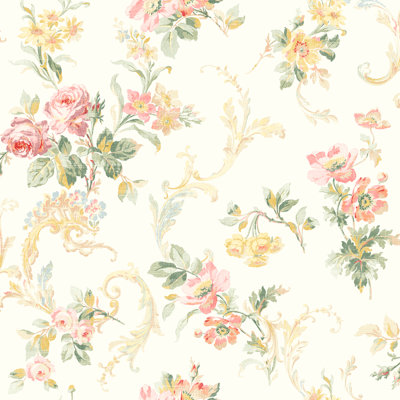 Papier peint embossé floral et botanique 33 'x 20,5 "Springtime Cottage