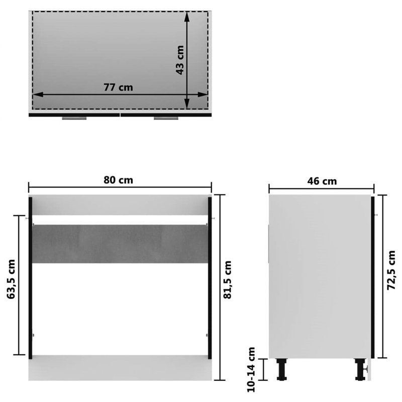 Sink Base Cabinet 80X46x81.5 Cm, Black