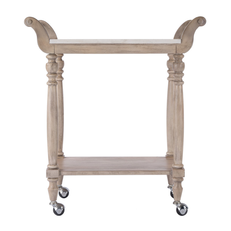 Danielle Marble Bar Cart, Sandalwood Beige