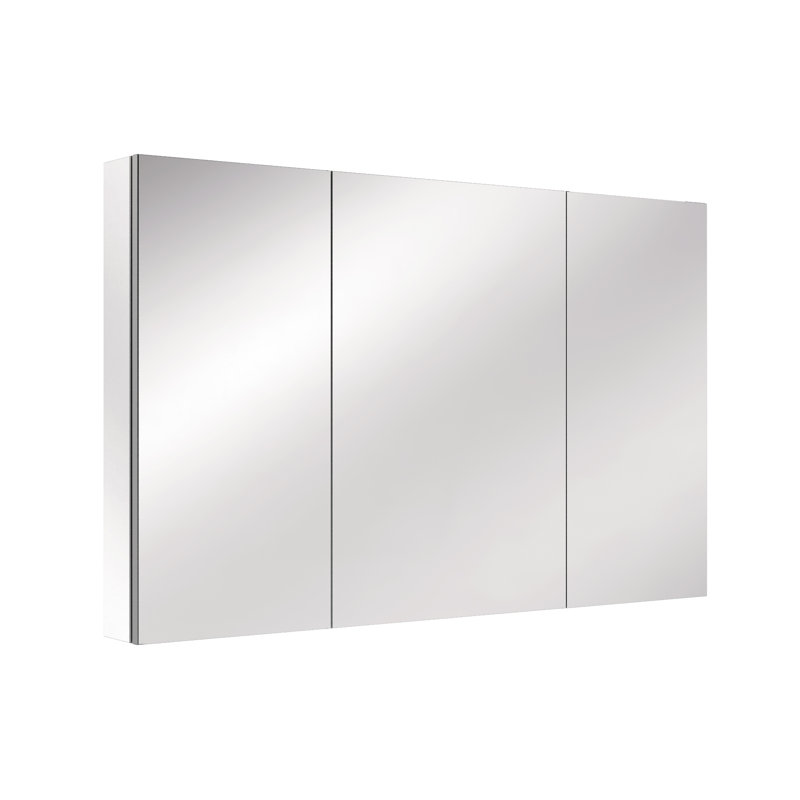 Armoires à pharmacie murales en aluminium Orourke avec miroir, étagères réglables en verre trempé, forme rectangulaire