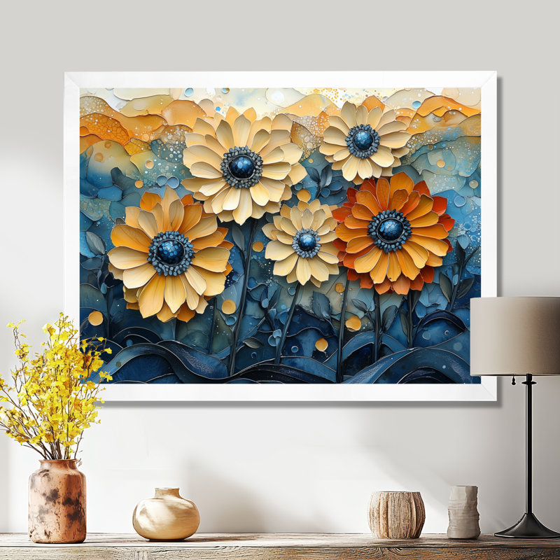 Isahbella - Floral Wall Art, H 34 po x l 44 po, Reproduction encadrée, Blanc