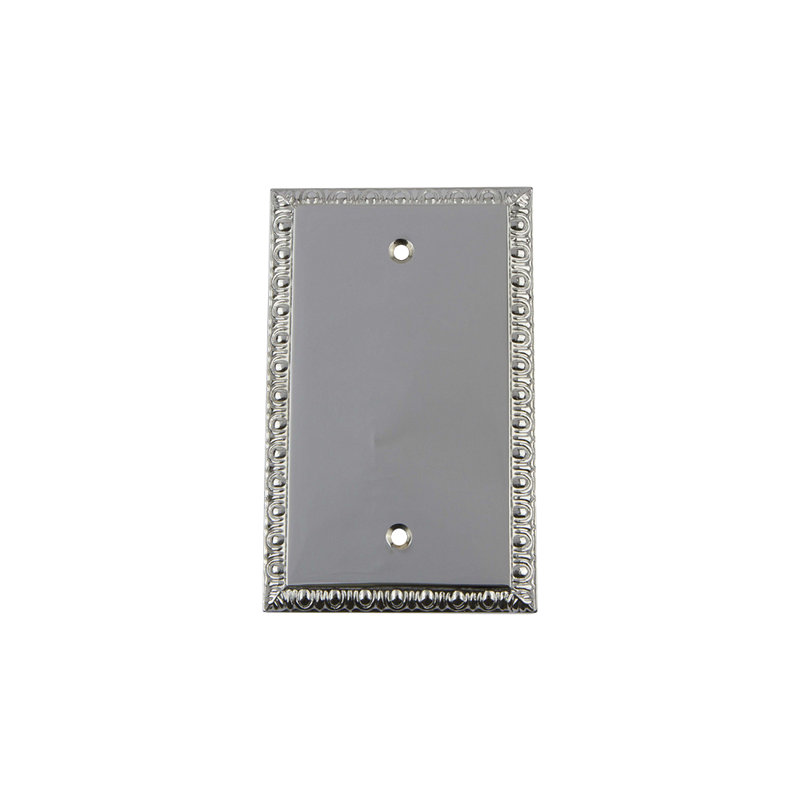 Egg and Dart Blank Wall Plate, Bright Chrome