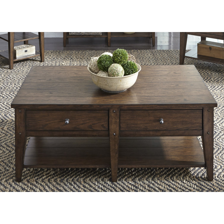 Laron Solid Wood 4 Legs Coffee Table with Storage
