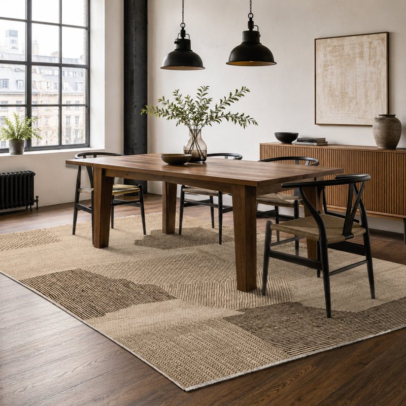 Striped Cotton and Chenille Flatweave Area Rug, 200 cm round