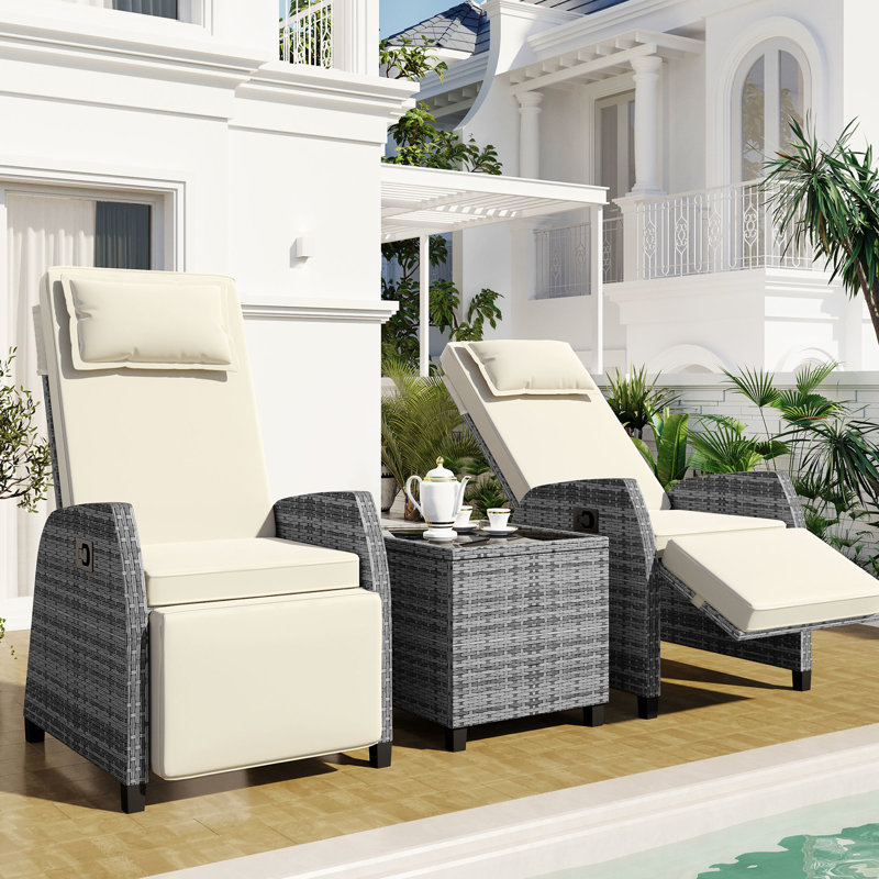 Deux avec table basse réglable - Structure en acier galvanisé Transformez votre cour, votre piscine, votre balcon en une combinaison de sanctuaire confortable et élégante Profitez d'un moment de détente