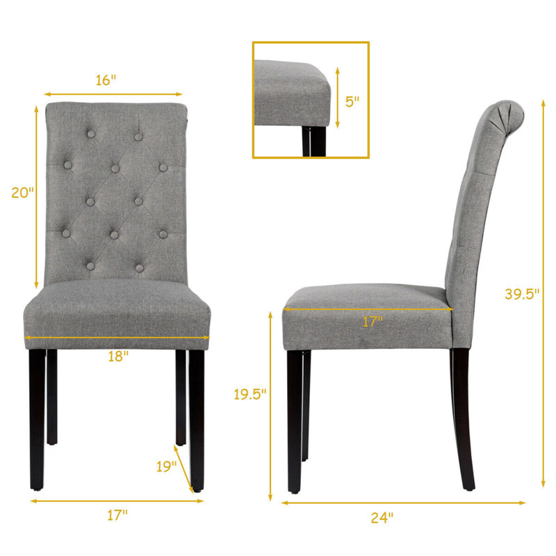 Chaise d'appoint capitonnée en lin, gris, Noir