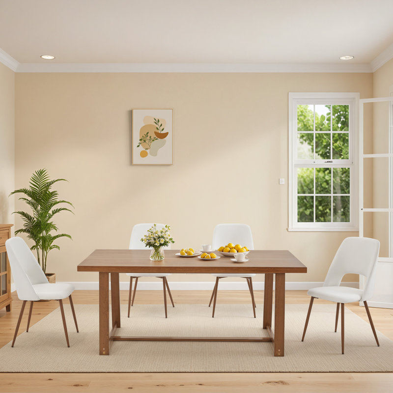 Ensemble de table de salle à manger 72 "en bois massif avec 4 chaises rembourrées