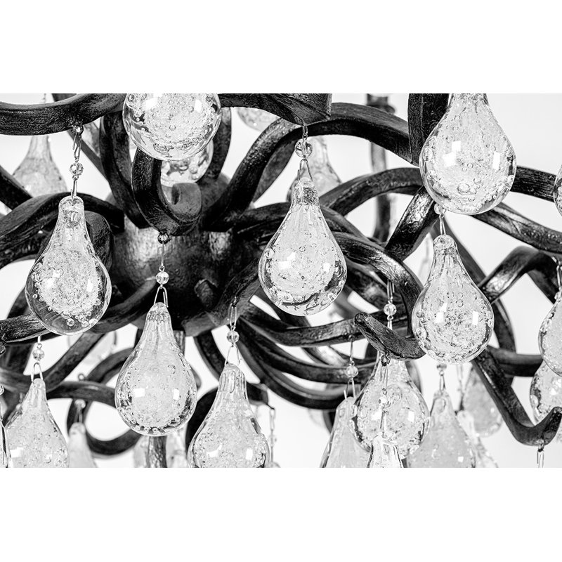 Aveline 20 Light Chandelier, Black Silver Leaf