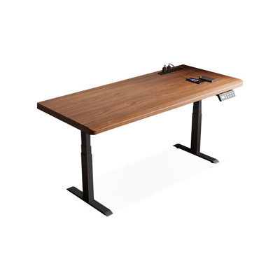 Light Walnut Rectangular Solid Wood Standing desk