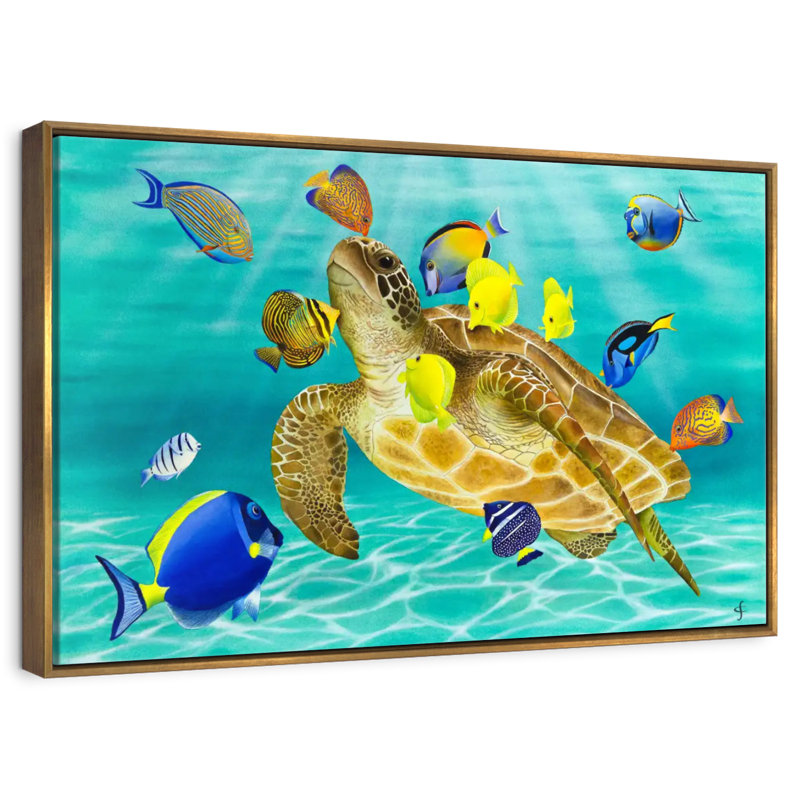 Kiss Kiss, Cadre flottant doré, 40 po x 27 po
