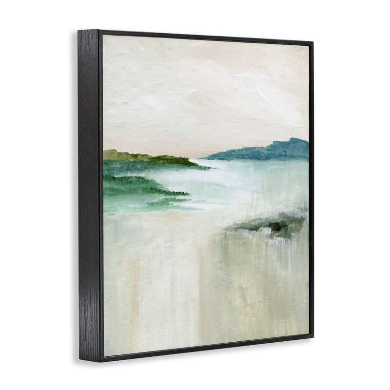  «Blue Tone Misty Landscape», art de la giclée encadrée par Nikita Jariwala, H 14 po x l 11 po, Giclée encadrée noir minuit