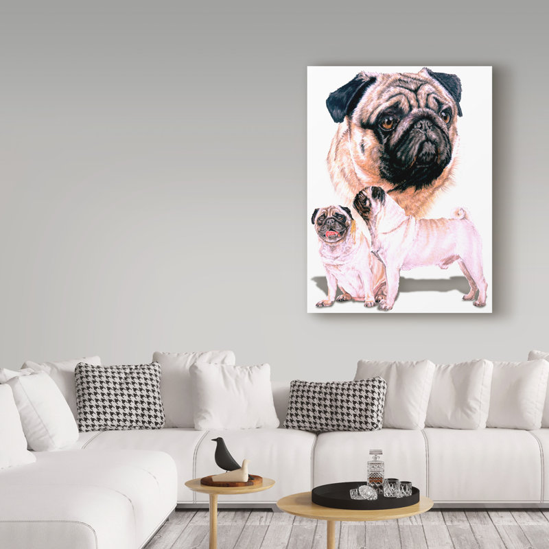 Publicité rétro sur toile tendue Adelphi «Pug», H 19 po x l 14 po