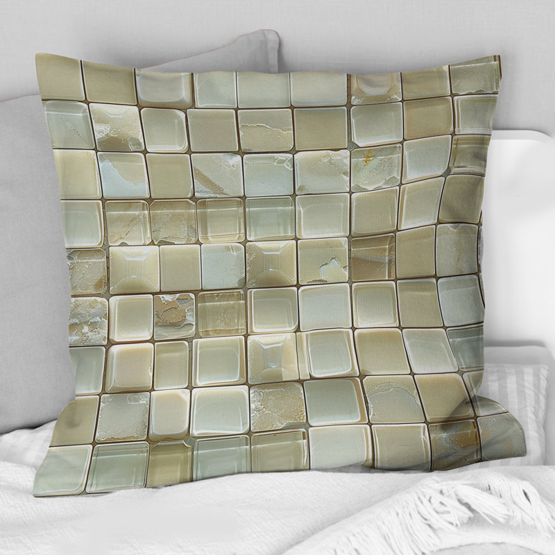 Coussin décoratif moderne beige mosaïque moderne I, H 18 po x l 18 po