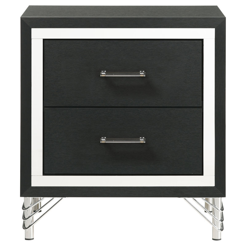 Black 2-drawer Nightstand Bedside Table