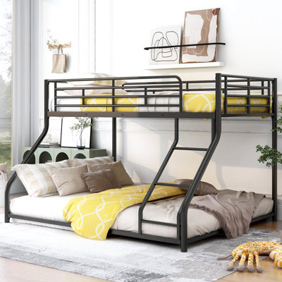 Metal Floor Bunk Bed, Twin XL Over Queen