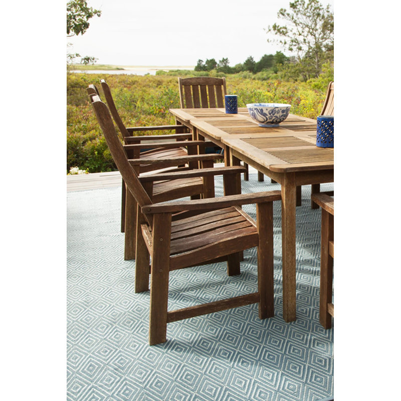 Diamond Handwoven Indoor/Outdoor Rug, Rectangle 7'6" x 9'6", Slate/Light Blue