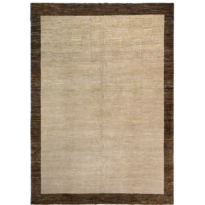 Gabbeh Hand-Knotted High-Quality Beige and Brown Area Rug