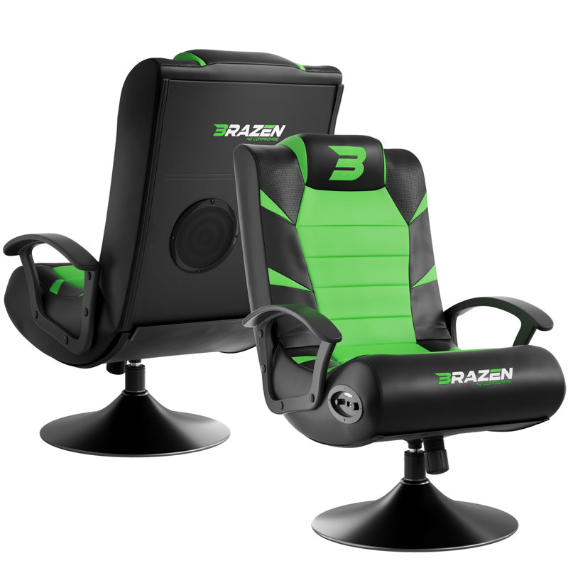 BraZen Pride 2.1 Bluetooth Surround Sound Gaming Chair - Pledger, Black/Green