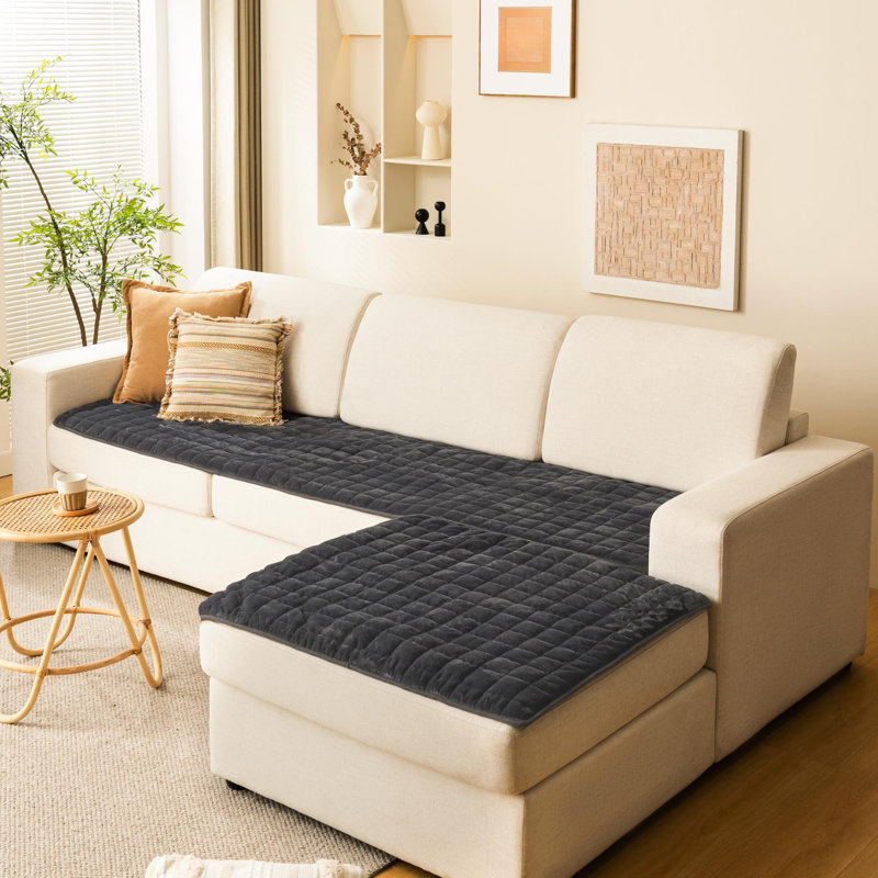 Polyester Box Cushion Sofa Slipcover, 1.5" H x 63" W x 24" D