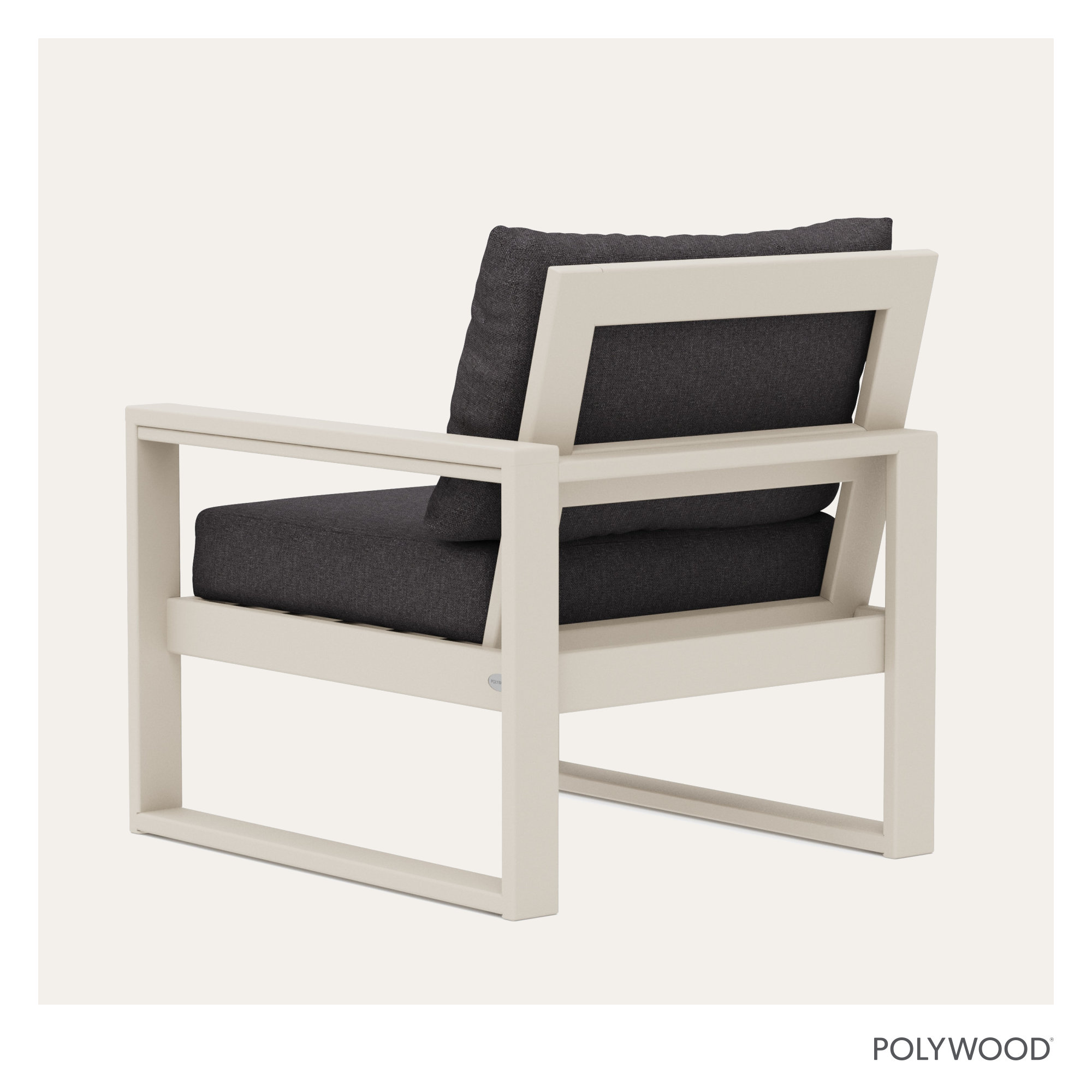 POLYWOOD Outdoor Lounge Chair, Ash Charcoal Revolution®, Sand