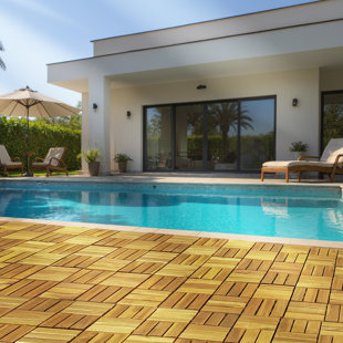 Carreaux de terrasse en bois d'acacia Tranquillo | Revêtement de sol intérieur et extérieur antidérapant et antidérapant facile à installer