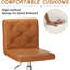 Fauteuil de bureau pivotant et réglable sans accoudoirs brun avec roulettes - Chaise de bureau d'ordinateur moderne à roulettes, chaise de travail confortable pour bureau à domicile, bureau ou coiffeuse-1929348260