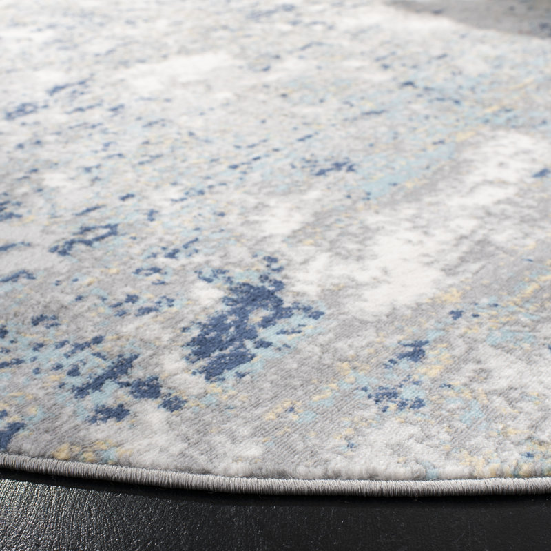 Odin Abstract Gray Area Rug, Round 201 cm