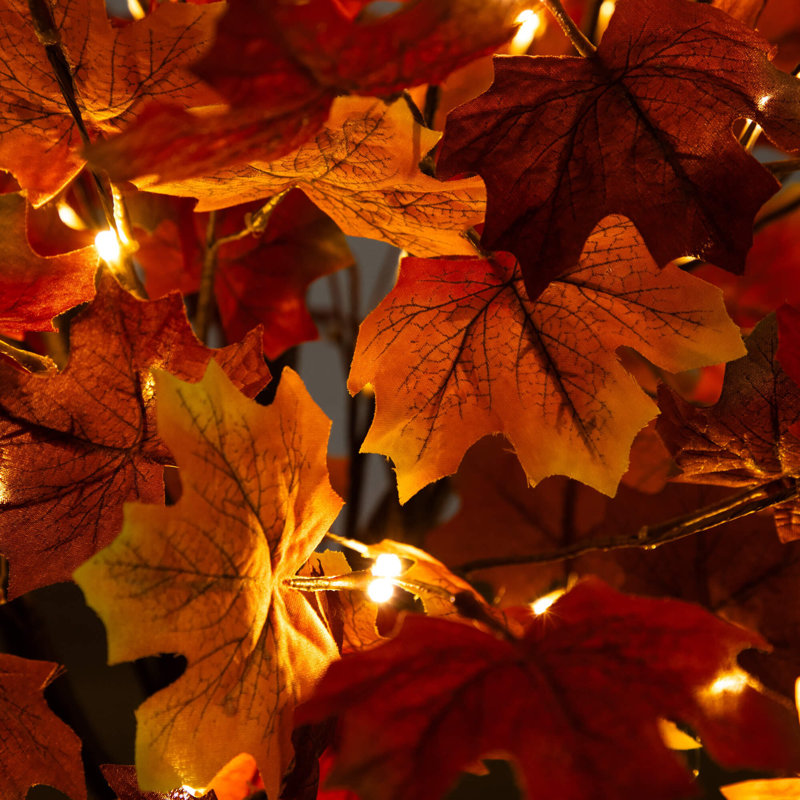 4Ft. Pre-Lit Deluxe Autumn Maple Artificial Fall Tree With 68 Warm White LED Lights