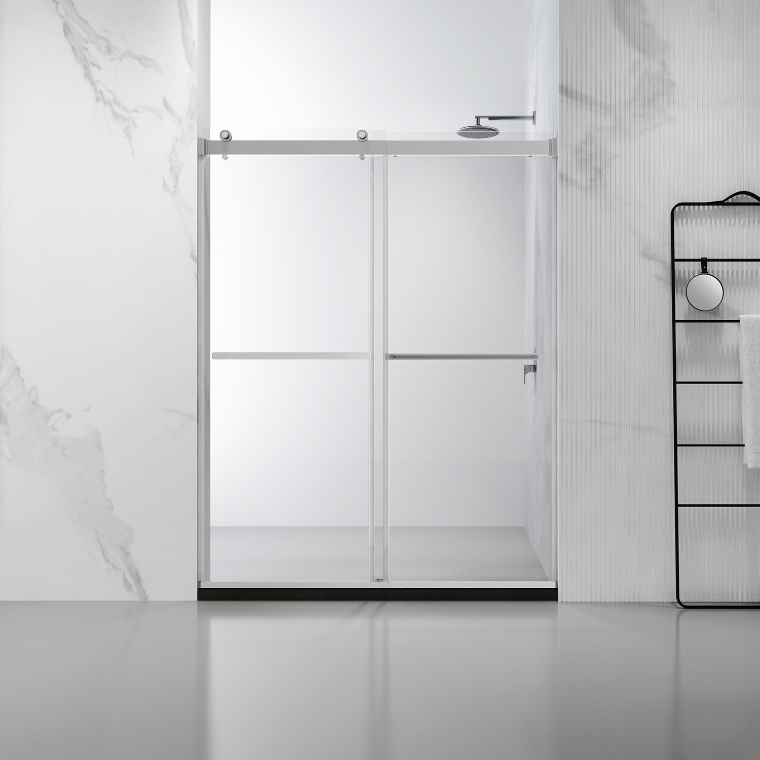 Spezia Frameless Double Sliding Shower Door, Chrome
