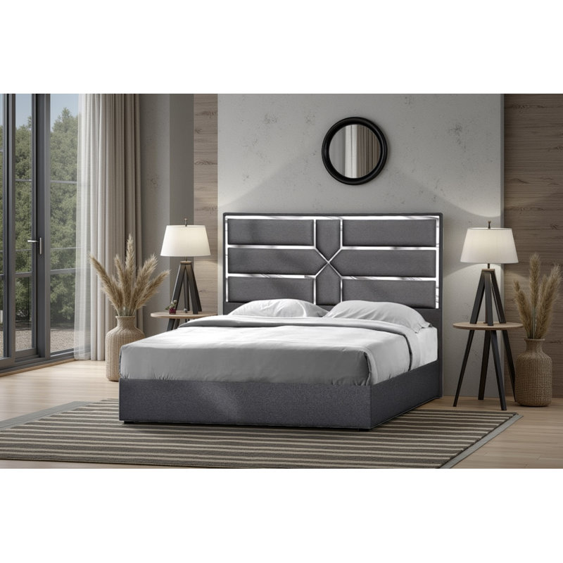 Lit plateforme tapissier Cazares, Grand lit