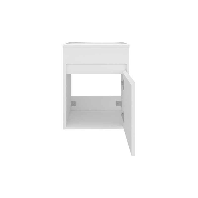 Meuble-lavabo de salle de bain avec lavabo, 1 porte, blanc, Blanc