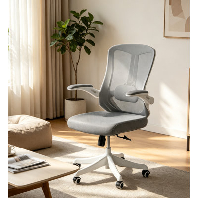 Office Chair, Ergonomic Comfort Home Desk Chair, Mid Back Gaming Chair with Wheels, Adjustable Height, Lumbar Support, Flip-up Armrest
