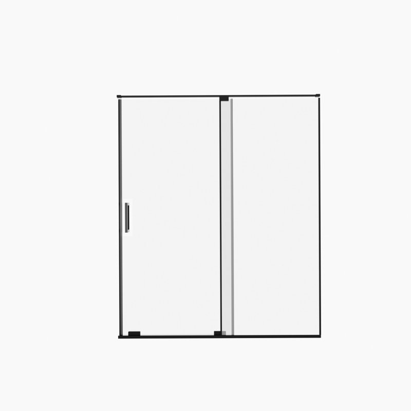 Porte de douche coulissante sans cadre l 5660 po x H 72 po, verre trempé transparent SCGG 5/16 po (8 mm), finition noir mat, largeur de coupe réglable de 4 po