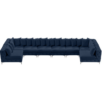 Tremblay 198" Wide Velvet Symmetrical Modular Corner Sectional