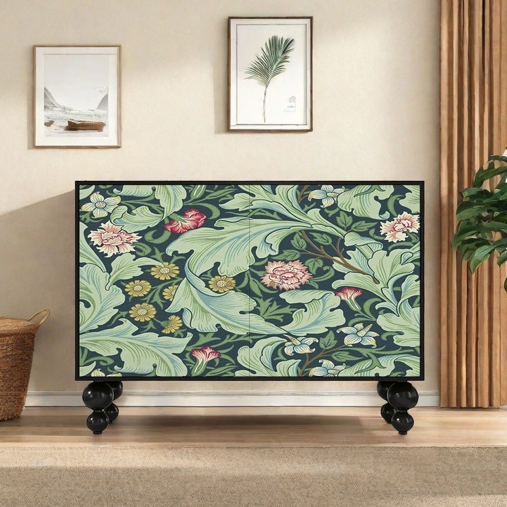 Multifunctional Storage Cabinet Sideboard, Black/Green