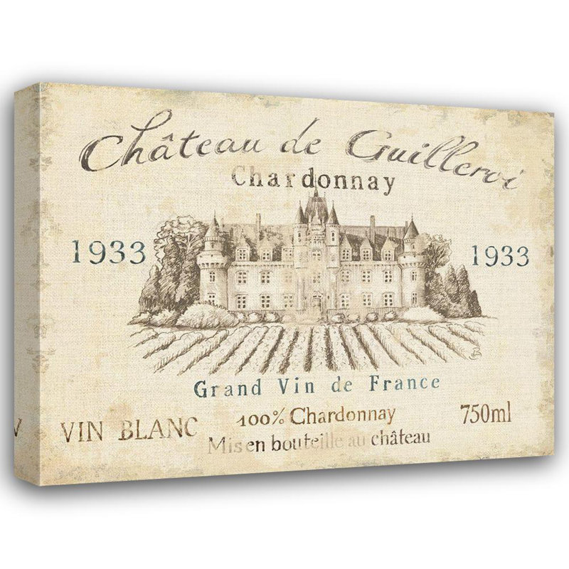 Art Direct Brissonnet, art sur toile tendue de la galerie Daphné: French Wine Label IV Cream, H 15 po x l 18 po