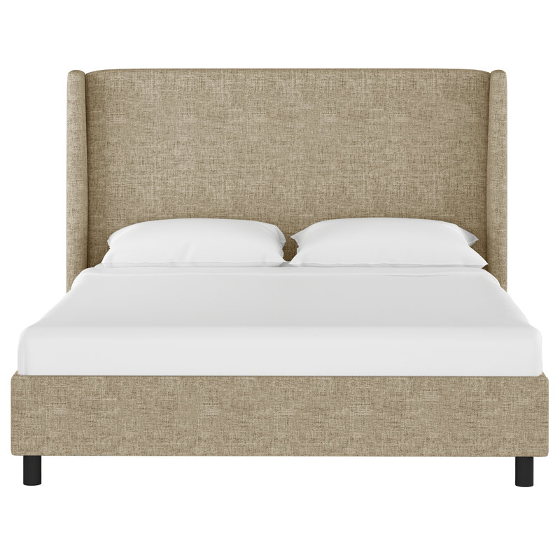 Tilly Upholstered Low Profile Platform Bed, King, Zuma Natural Textured Linen