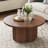 Round Coffee Table With Petal-shaped Base - Walnut Wood Grain Modern Luxury Center Table, 31.5” Sturdy Living Room Coffee Table For Home Office Apartment Decor